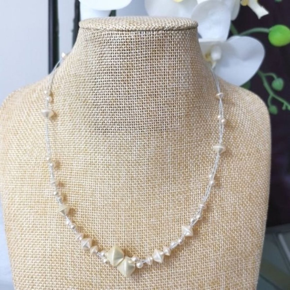 Vintage cream bicone pearl bead necklace